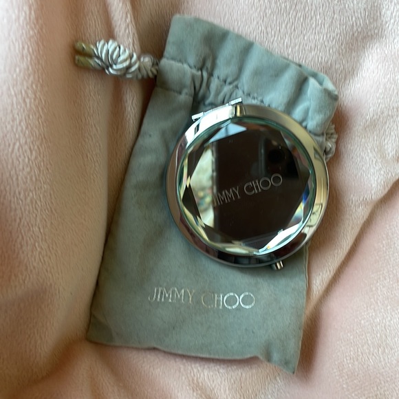 RARE Jimmy Choo shoes faceted magnifying pocket purse mirror compact w/ dust bag - Picture 2 of 9